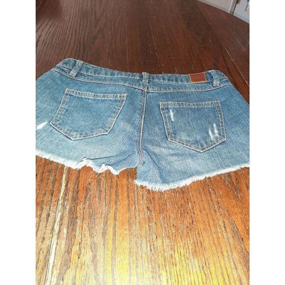 Waist Size 26 Harper Blue Denim Distressed Blue Jean Daisy Dukes Booty Shorts - Picture 4 of 6